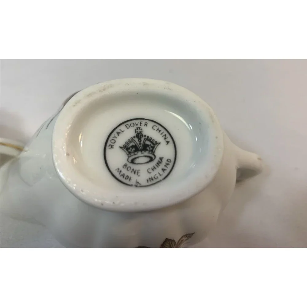 VTG Royal Dover England Bone China Floral Personal Size Lidded Sugar & Creamer